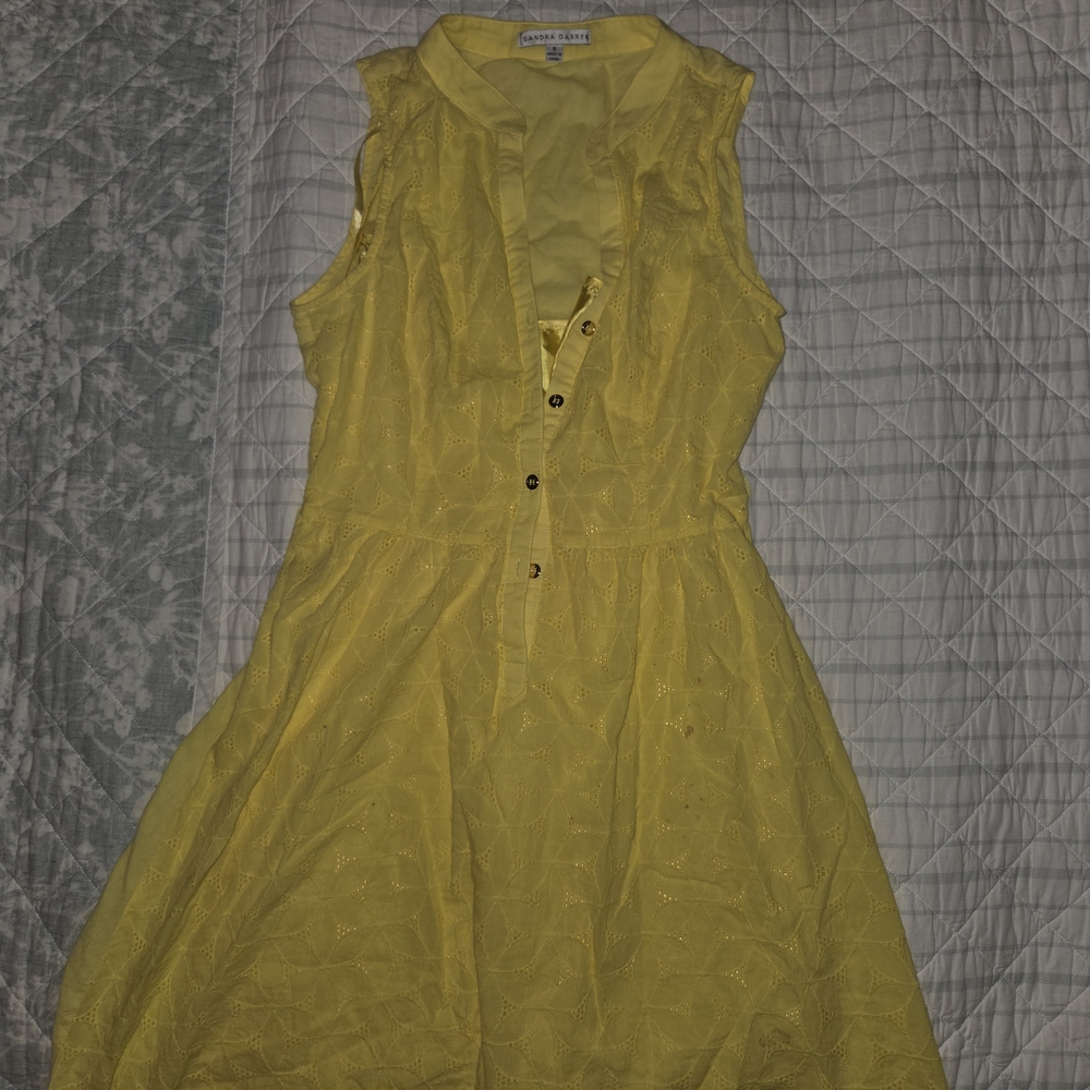 Sandra Darren Vibrant Yellow Midi Dress